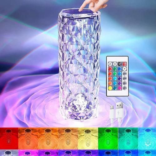  Lampe de Table en cristal 16 couleurs, projecteur tactile LED