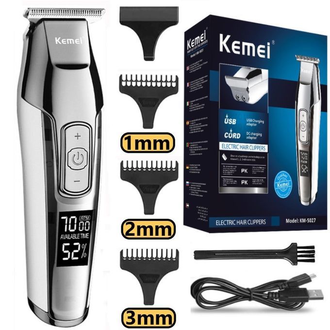  Kemei Tondeuse A Cheveux Avec Afficheur LCD - KM 5027 - Gris