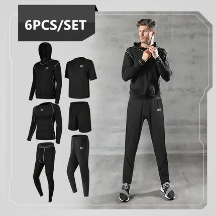  Ensemble 6 Compression Homme Tenue Sport Fitness Tee Shirt Compression Legging