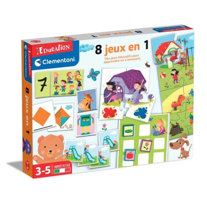  Clementoni Jeux Educatif 3-5 Ans 8 Jeux en 1 Pour Apprendre En S'amusant