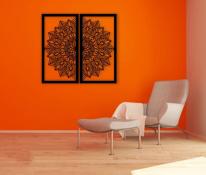  M.C.Workshops Tableau Art Mural Moderne - Fleur de Mandala - Noir