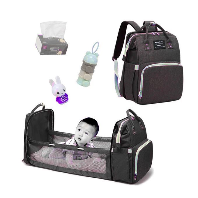  Sac A Langer 3 In 1 Pour Bébé Avec Berceau - Noir -