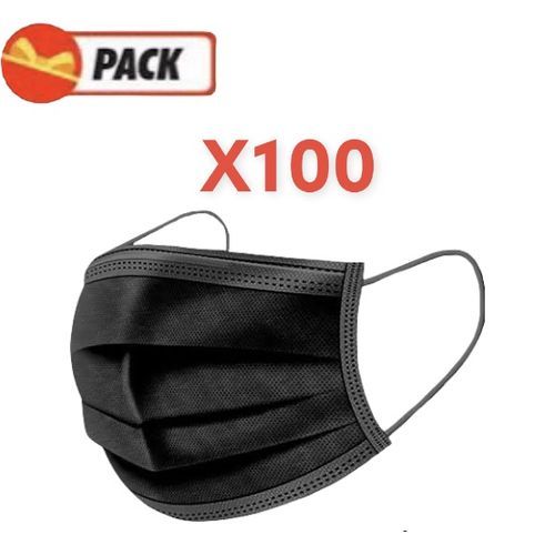  Lot 100 X Bavette Masques De Protection - Noir