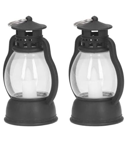  Pack 2 Lanterne Fanous, Lampe de Cheminée Bougie Électronique Portable noir