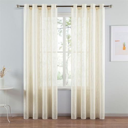  Djijou 1 Panneau De Rideau  En Lin Naturel  Semi-Transparent- 145 X 280 -  Beige.