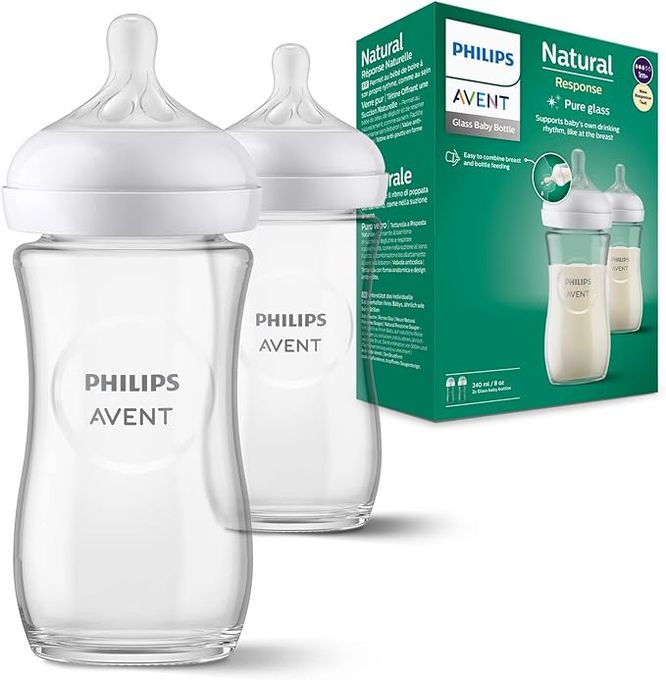  Philips Avent Lot de 2 biberons en verre à Réponse Naturelle – biberon de 240 ml