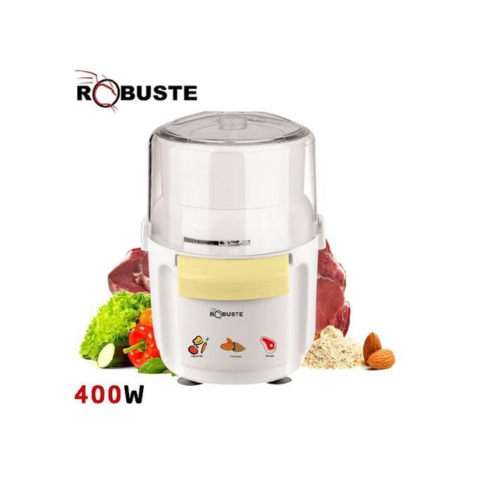  Robuste Hachoir Spéciale pour fruits secs et légumes 400W-350G Hls350 - Blanc & Jaune