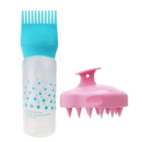  brosse silicone masseur de cuir chevelu + applicateur d'huile  multicolores