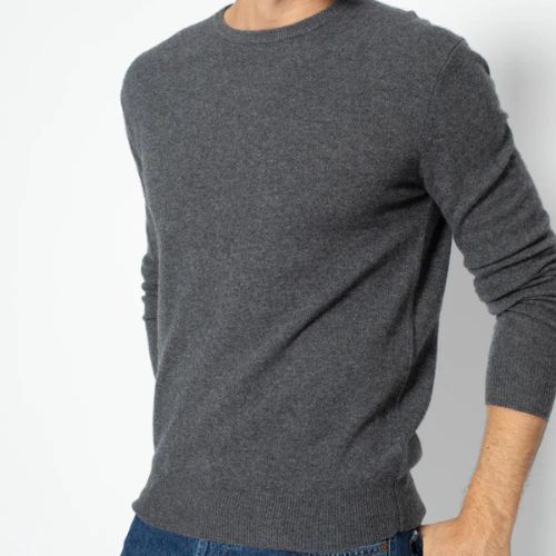  Pull Col Rond Homme Basic Gris