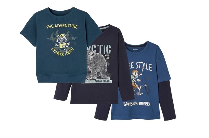  Vertbaudet Lot de 3 T-Shirts Garçon – Bienvenue dans la Forêt  – Bleu