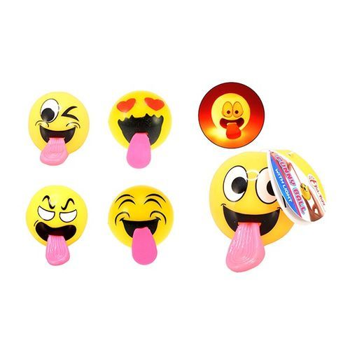  Balle Rebondissante Emoji Langue,Visages Amusants Avec Lumière En Assortiment
