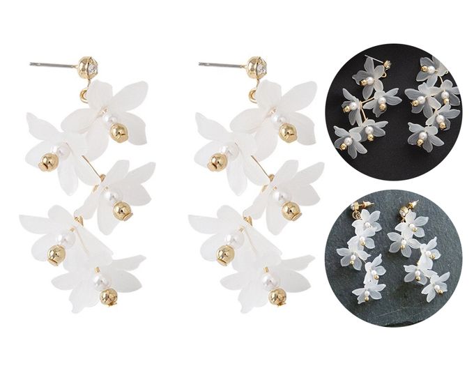  Fashion Jewelry Boucles D’Oreilles Longues En Forme De Fleurs De Cerisier Style Asiatique