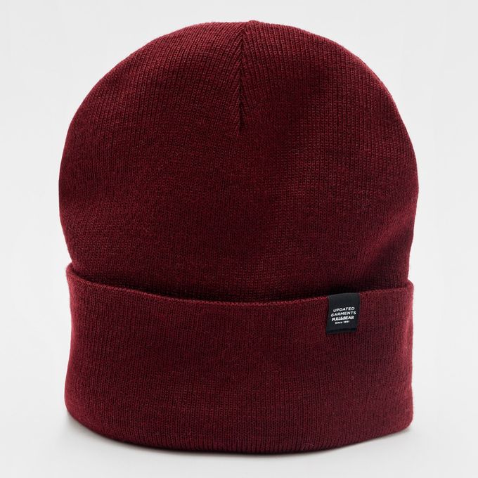  Pull & Bear Bonnet Double Épaisseur en Maille Fine - Bordeaux