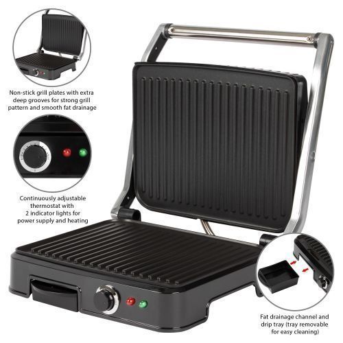  Clatronic Grill À Viande Et Panineuse En Inox 2000W Clatronic KG 3487