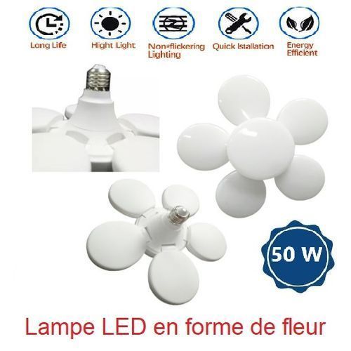  Lampe Led Ampoule Pliante En Forme De Fleur (50 W) -Blanc