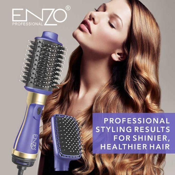  ENZO PROFESSIONAL Sèche-cheveux électrique 2 en 1 en une étape, lisseur et styliste, volumateur rotatif, brosse à Air chaud électrique EN-4128