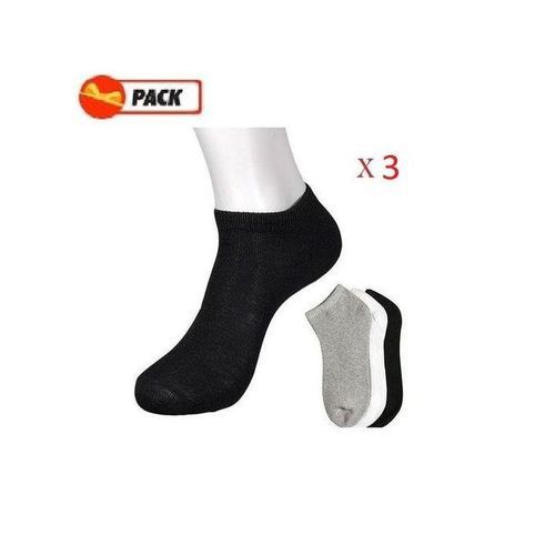  Pack 3 Paires De Socquettes Unisexe - Blanc/Noir/Gris