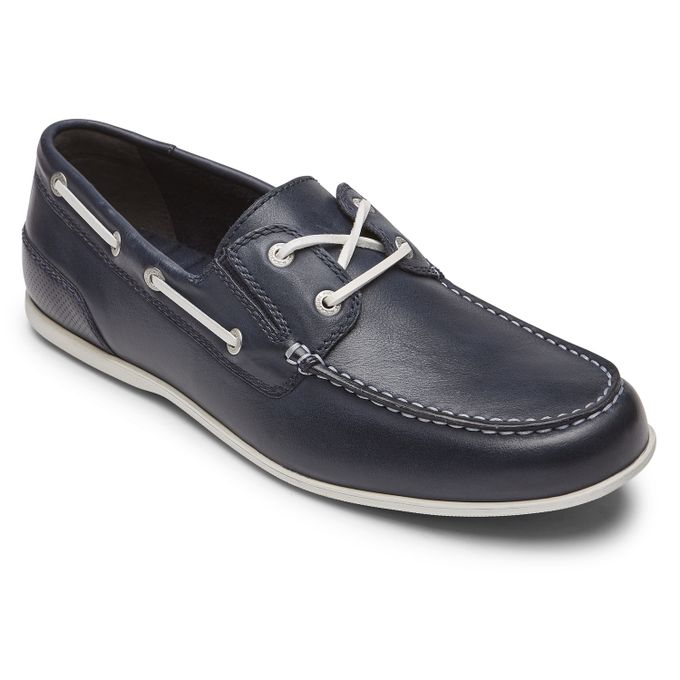  Rockport Mocassin Pour Homme En Cuir Confortable - Ch8540- Bleu