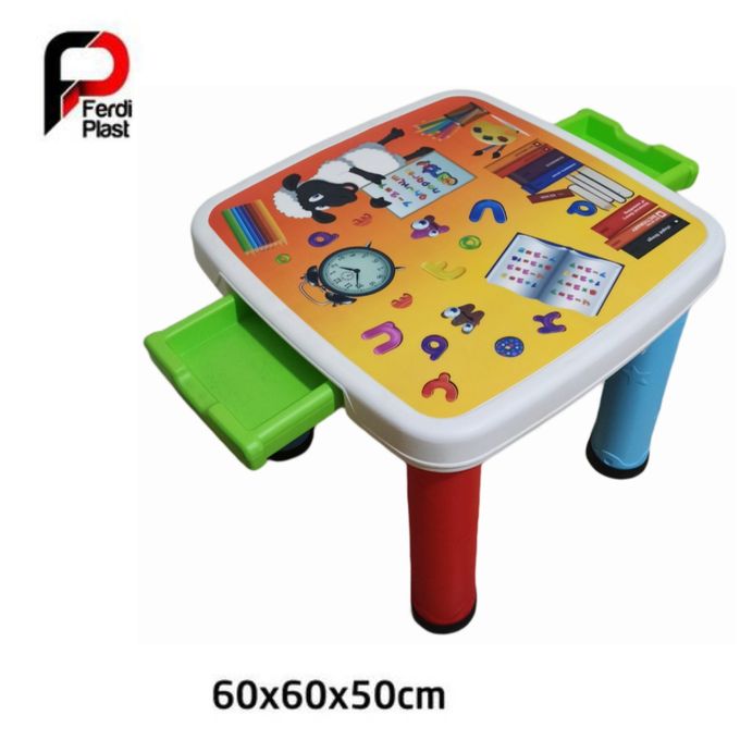  Ferdi Plast Table avec deux tiroirs en plastique solide pour enfants