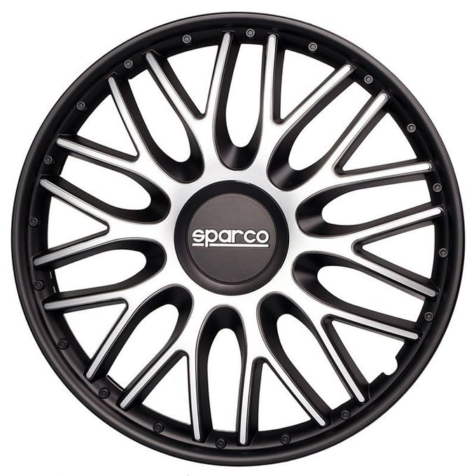  Sparco Jeu de 4 Enjoliveurs 14 pouces - Argent/Noires