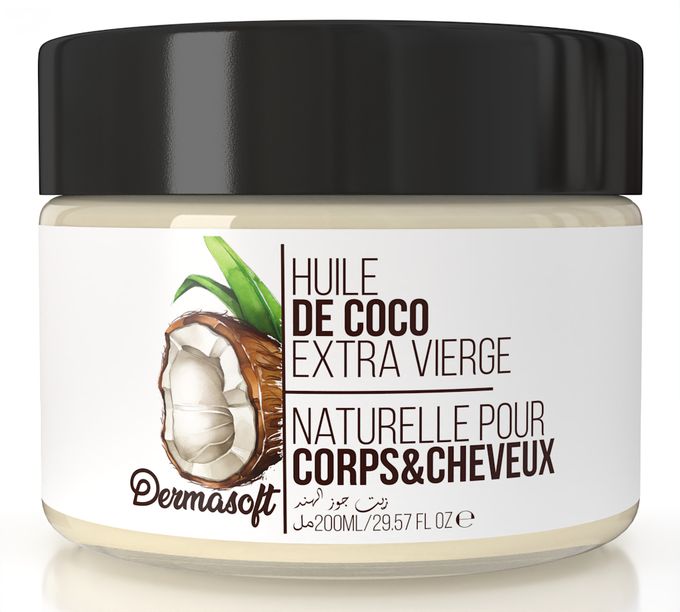  Dermasoft Huile De Coco - 100%Pure --corps et cheveux 200 Ml