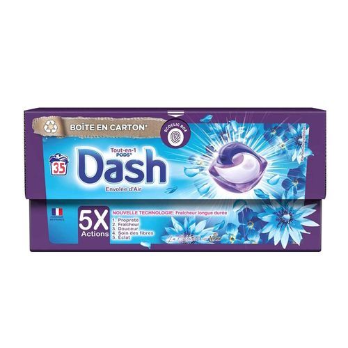  Dash Lessive Capsule Envolée D'Air Tout En 1 Pods (35 Capsules)