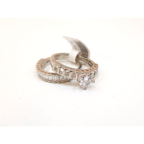  Duo Bague Femmes-Plaqué Or Blanc-Argent