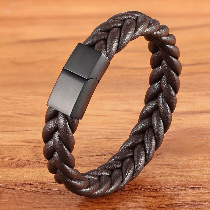  Bracelet "Jasper" En Cuir PU Fermeture Magnétique - Acier Inoxydable