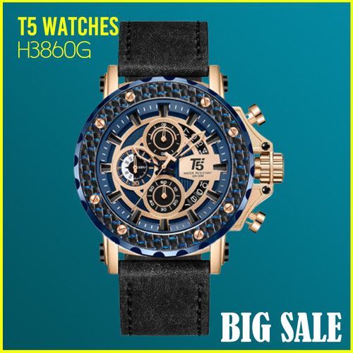  T5 Watches Montre De Luxe À Quartz Pour Hommes T5 H3860G E