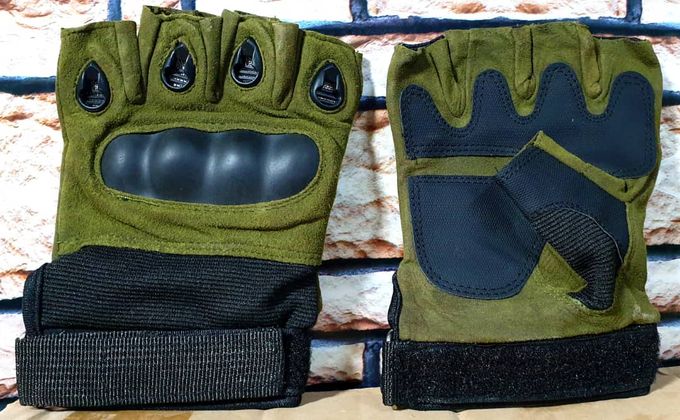  Gants Tactiques Demi-Doigts -Sport - Camping- Moto- Vert-XL