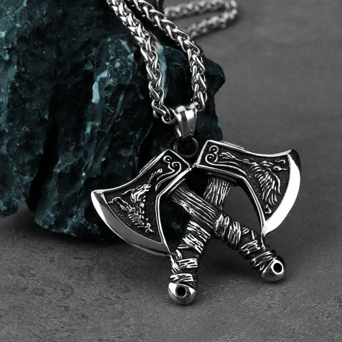  Collier Viking pendentif hache pour hommes