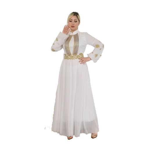 Robe Soiree Longue En Tulle - Blanc.