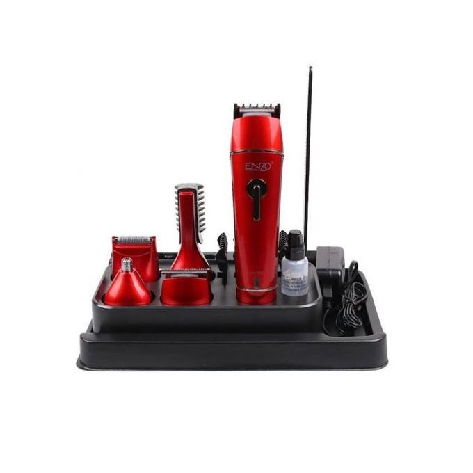  ENZO PROFESSIONAL Kit Tondeuse A Cheveux Avec Accessoires - 10 IN 1 - Rouge