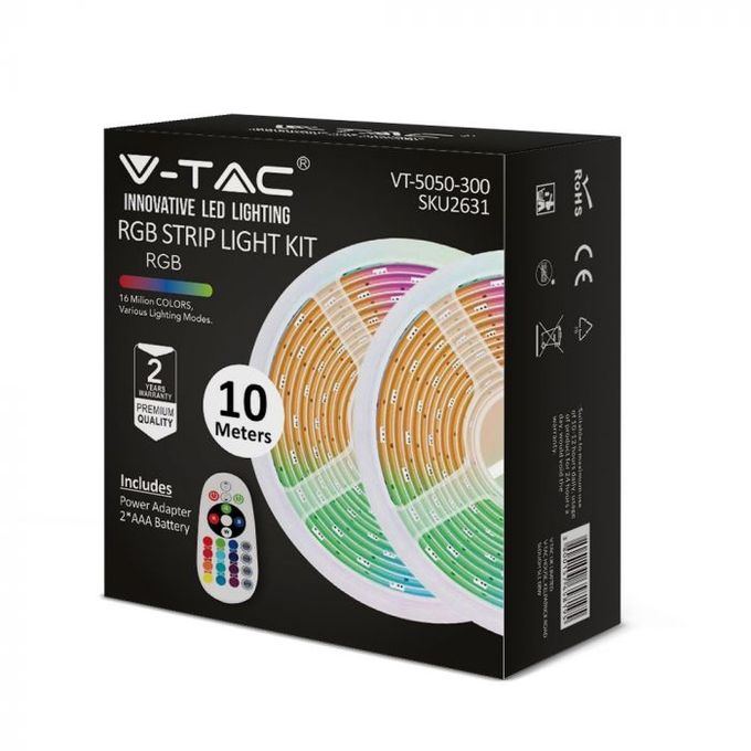  Générique kit de bande lumineuse RGB 300LEDs 10M 12V IP20 + contrôleur IR + alimentation