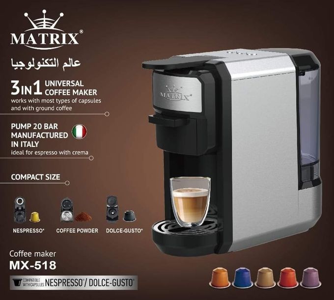  Matrix Machine a Café MATRIX inox 3 En 1 - Dolce Gusto / Nespresso / Poudre - 20  Bar  1450 watt