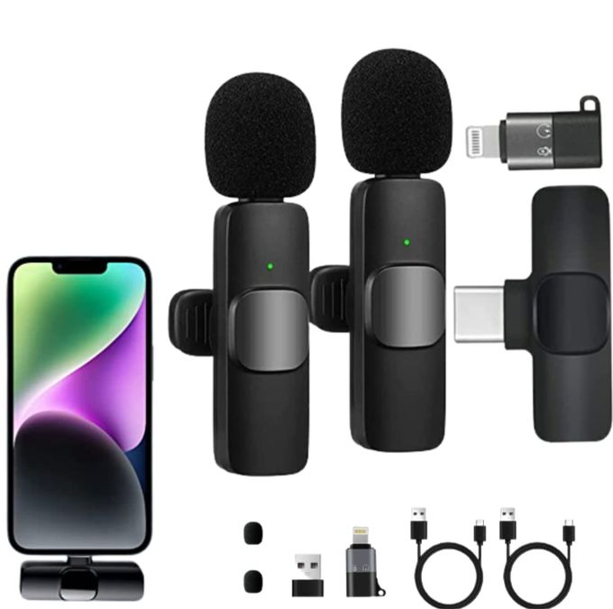  microphone double sans fils K9 pour smart phone - Noir