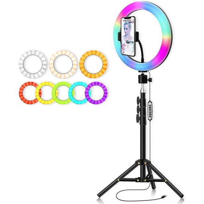  Ring Light Selfie MJ26 -RGB-LED - 10" avec Trépied