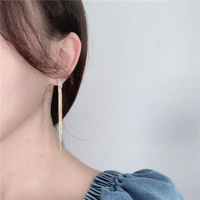  Boucles d'oreille longue - rectangle- Dorées
