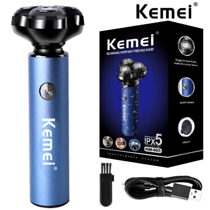  Kemei KM-507 - Rasoir Electrique 3D à Têtes Flottantes - Tondeuse à Barbe Rechargeable Hommes