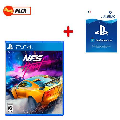  Sony Pack Jeu Video Need For Speed Heat + Carte De Crédits Psn 5 € Ps4 - Ps3 - Ps Vita