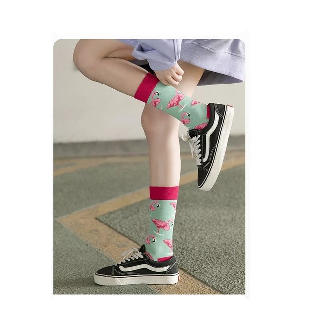  Paire De Chaussette Long  Unisexe-Bonne Qualité-Motif Flamingo