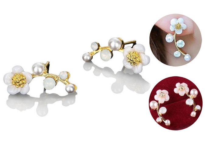  Fashion Jewelry Boucles D'Oreilles - Fleur Et Perles Style Coréen
