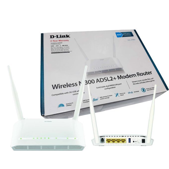  Dlink Modem Routeur Sans-Fil Wifi Adsl2+ N 300 Dsl-2750U Usb Double Antenne- Blanc