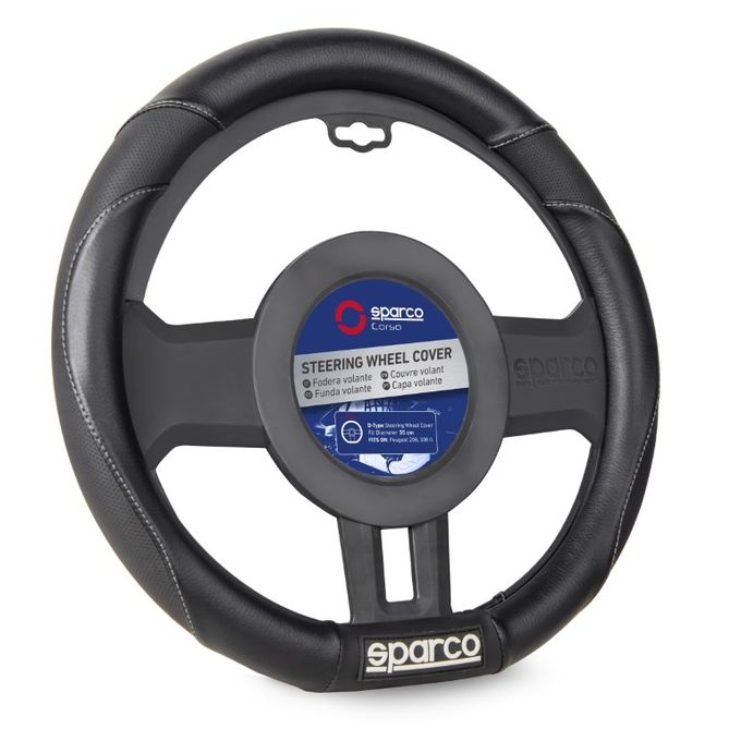  Sparco Couvre Volant à Méplat 35cm - Noir/Gris