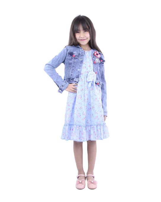  Jones Robe fillette  2pcs miss marylovies 4087 bleu 70%COTON 30%polyester