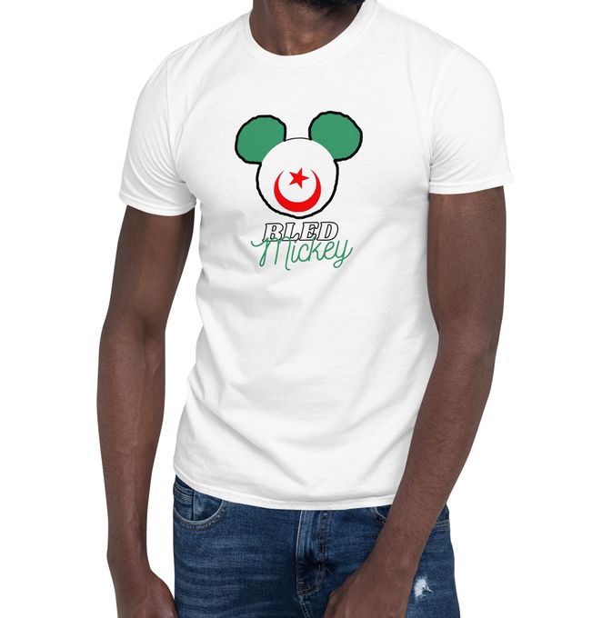  T-Shirt Design Col Rond - Collection Algérie Humour - Bled Mickey - Blanc