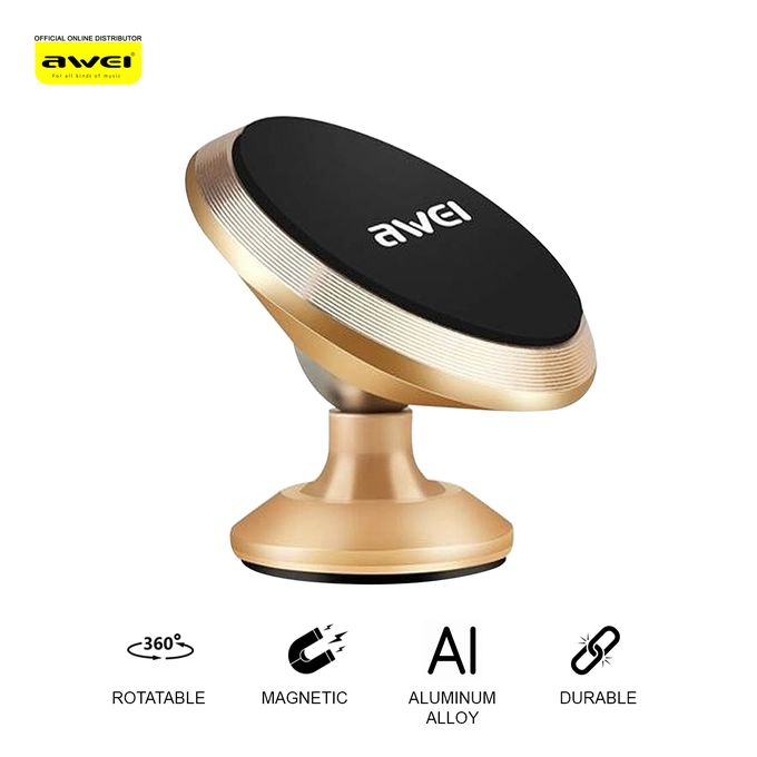  Awei Support De Téléphone Magnétique Pour Voiture Rotation 360° - X6 - Bronze