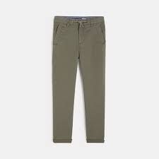  Okaidi Pantalons-Pantalon relax fit stretch garçon-Vert de gris garçon-Vert de gris