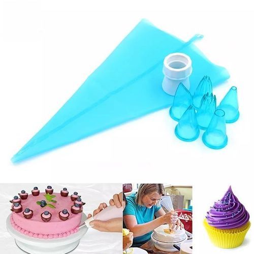  Poche À Pâtisserie En Silicone À Douilles 8 Pièces Bleu