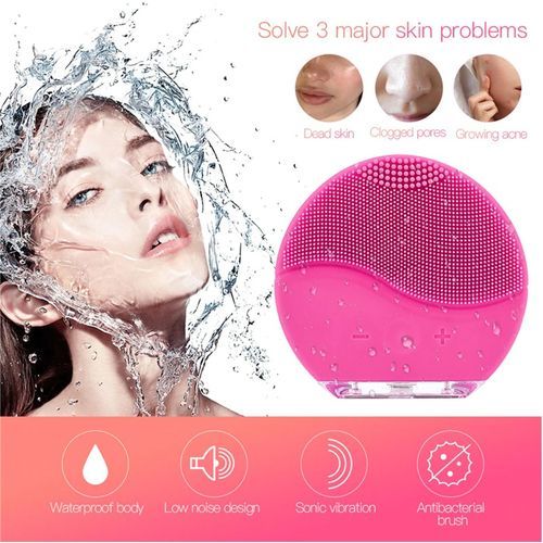  Brosse Electrique Nettoyant Visage Silicone - Rose